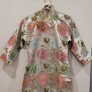 Vintage 1940s\1950s Authentic CheongSam (Chinese gown) -chrysanthemum pattern
